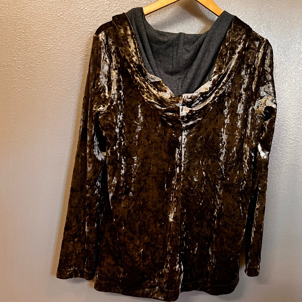 Juicy Couture Army Green Crushed Velvet Hooded Jacket - Picture 2 of 7